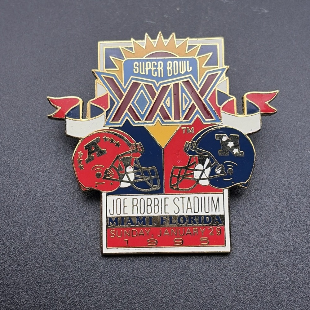 NFL Super Bowl XXIX AFC Vs NFC Joe Robbie Stadium 1995 Miami Lapel Hat Pin